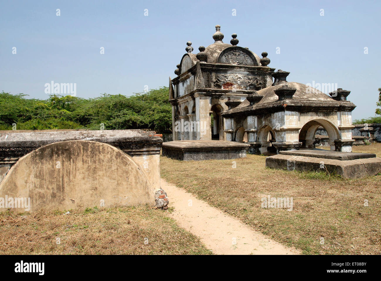 Niederländischer Friedhof, holländisches Mausoleum, Pulicat, Pazhaverkadu, Thiruvallur District, Tamil Nadu, Indien, Asien Stockfoto