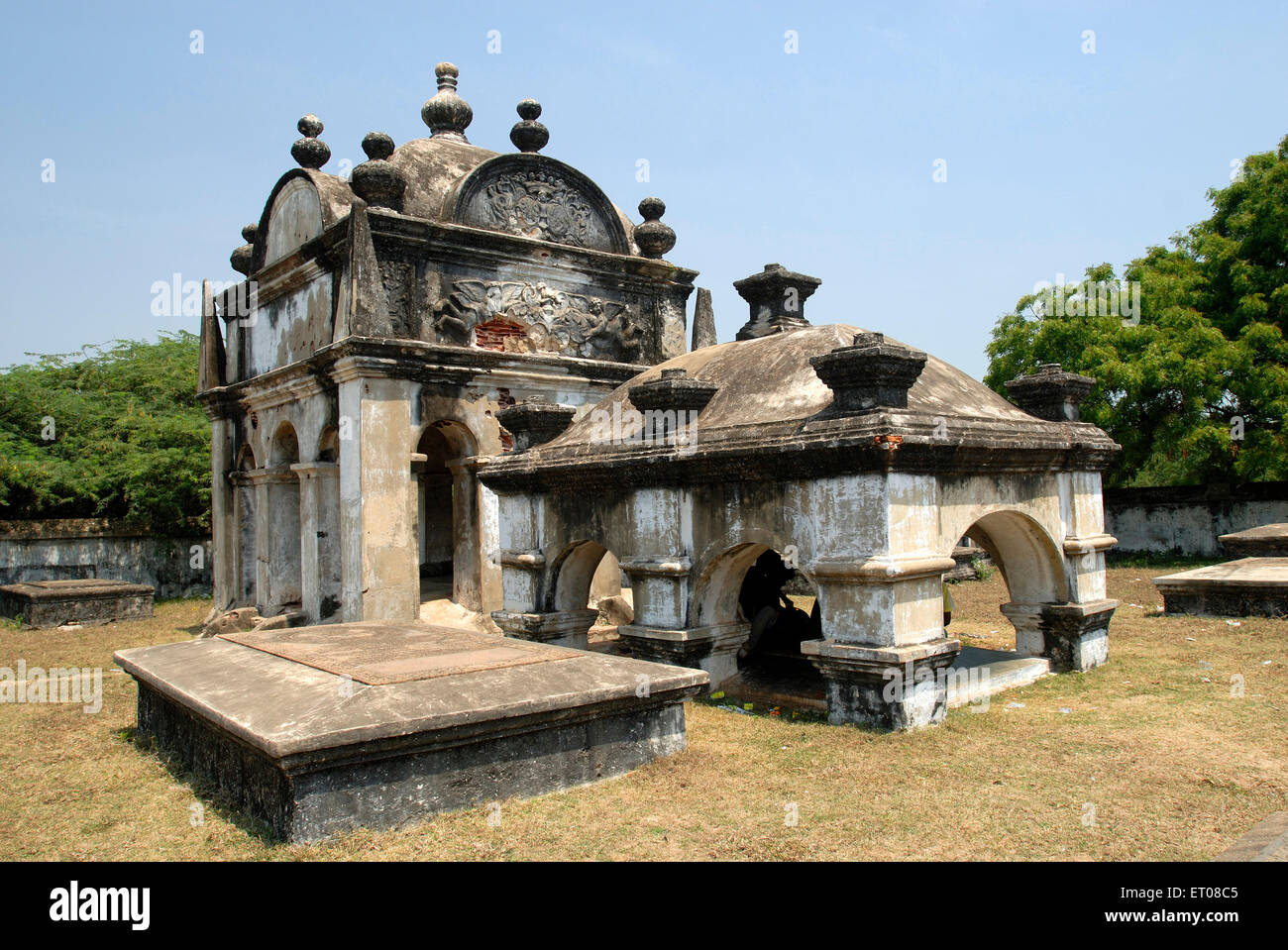 Niederländischer Friedhof, holländisches Mausoleum, Pulicat, Pazhaverkadu, Thiruvallur District, Tamil Nadu, Indien, Asien Stockfoto