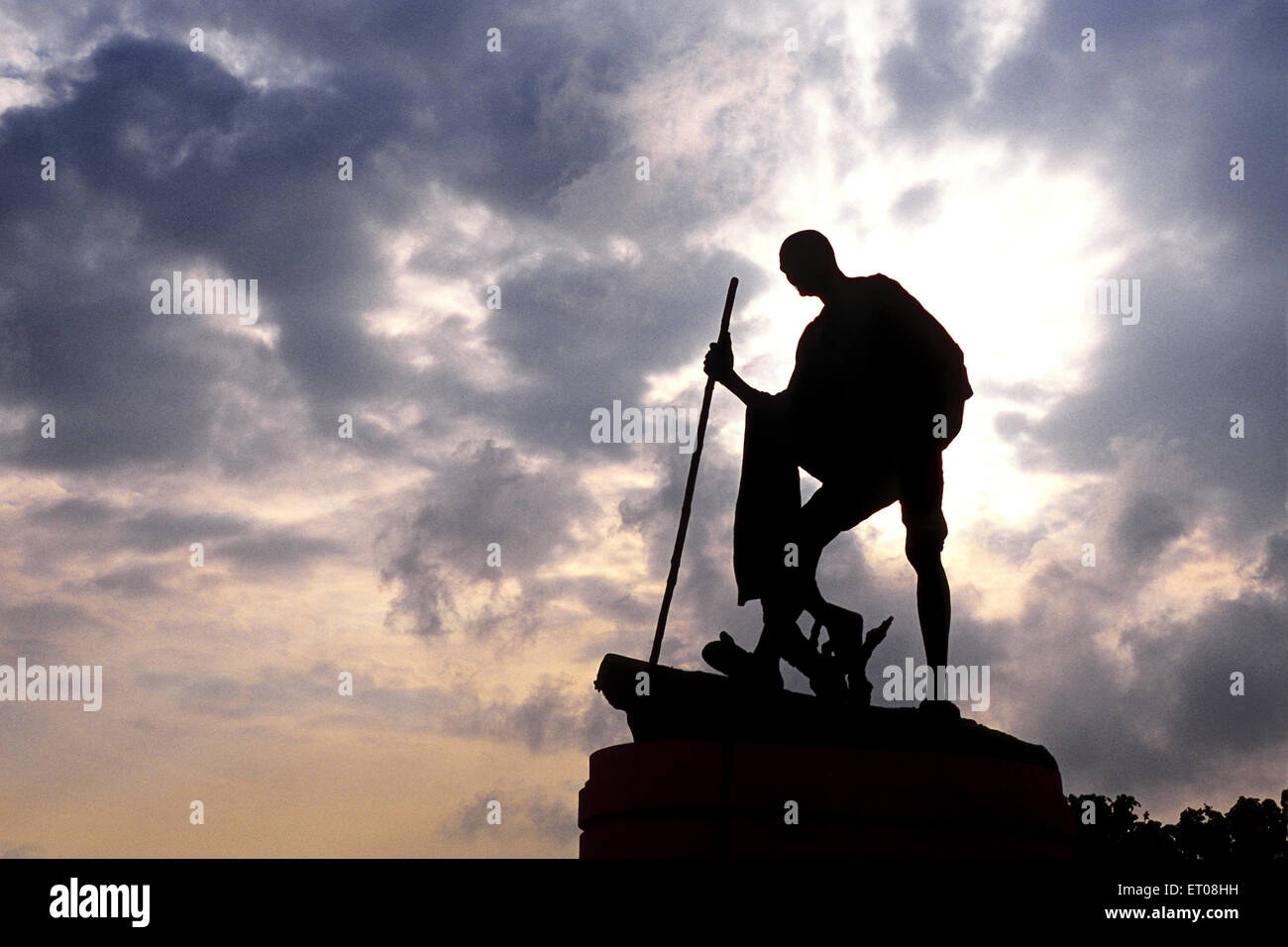 Mahatma Gandhi-Statue an der Marina Beachroad; Madras Chennai; Tamil Nadu; Indien Stockfoto