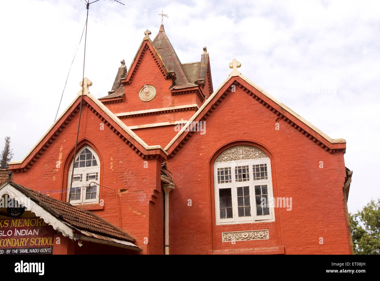 Breeks Memorial Anglo Indian Higher Secondary School, Ooty, Udhagamandalam, Hill Station, Nilgiris, Western Ghats, Tamil Nadu, Indien, Asien Stockfoto