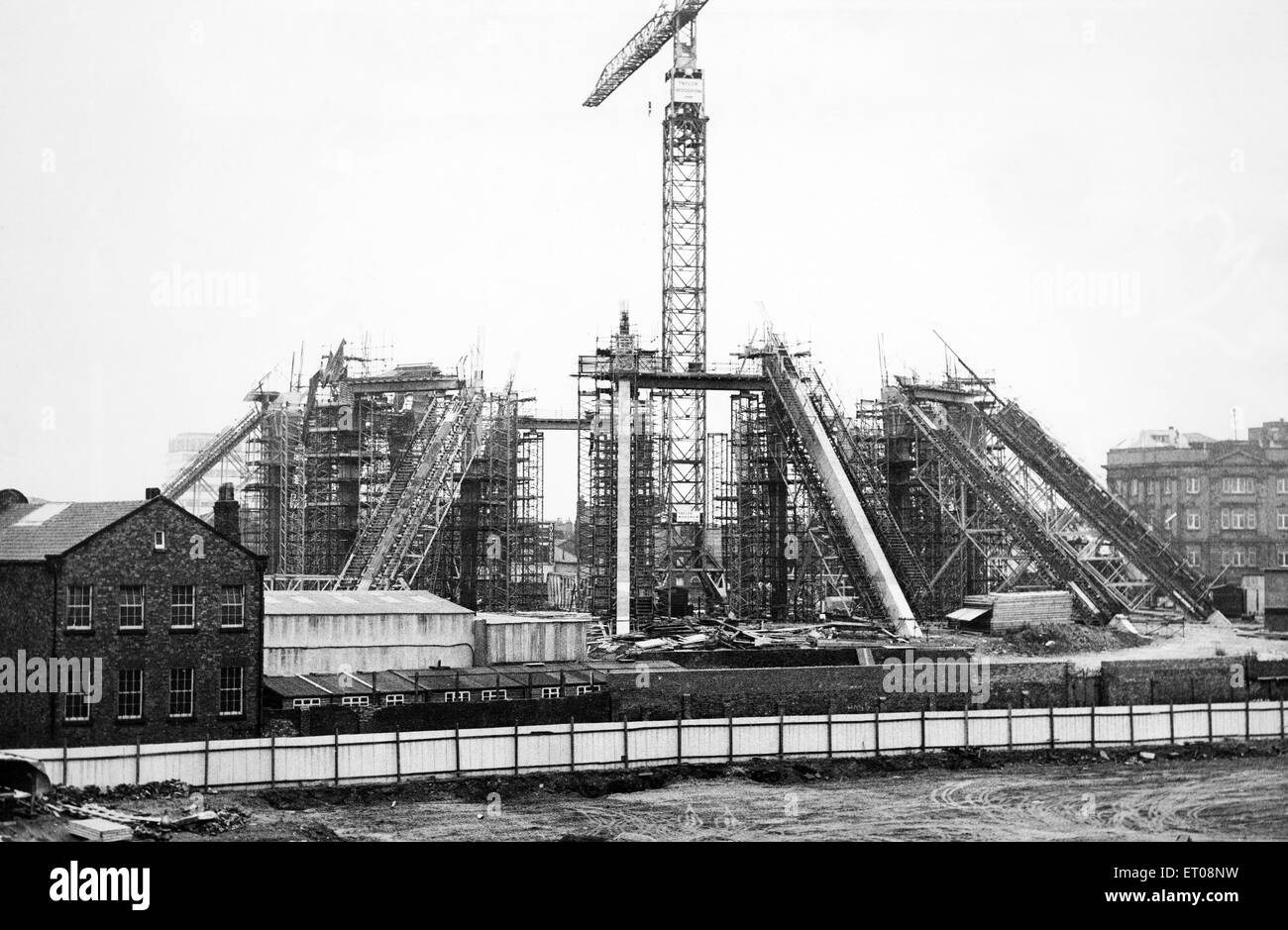 Bau von Liverpool Metropolitan Cathedral, zeigt die Verwendung von Stahl und Beton, Merseyside. 7. August 1963. Stockfoto