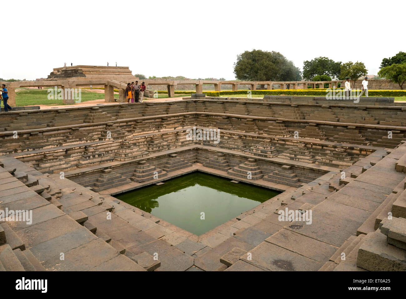 Pushkarani, Steppbrunnen, Wasserbehälter, Hampi, Karnataka, Indien, Asien Stockfoto