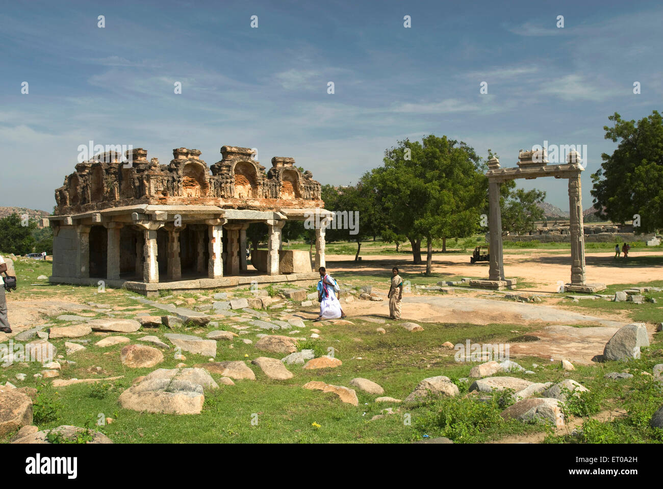 Des Königs stand und Mandap in der Nähe von Vithala Tempel in Hampi, Karnataka; Indien Stockfoto