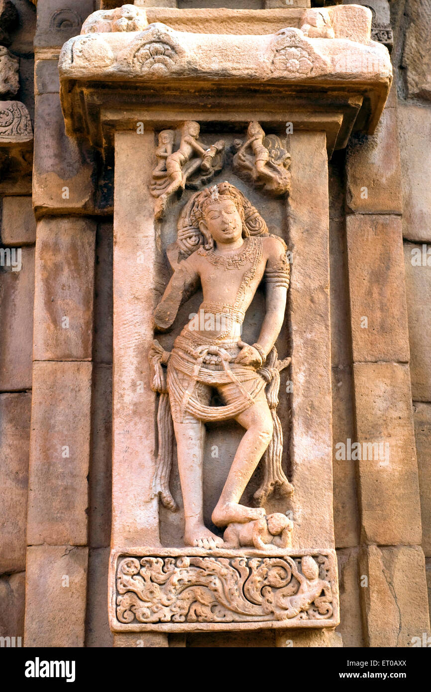 UNESCO-Weltkulturerbe; Lord Shiva Skulptur im Tempel von Pattadakal acht Jahrhundert; Karnataka; Indien Stockfoto