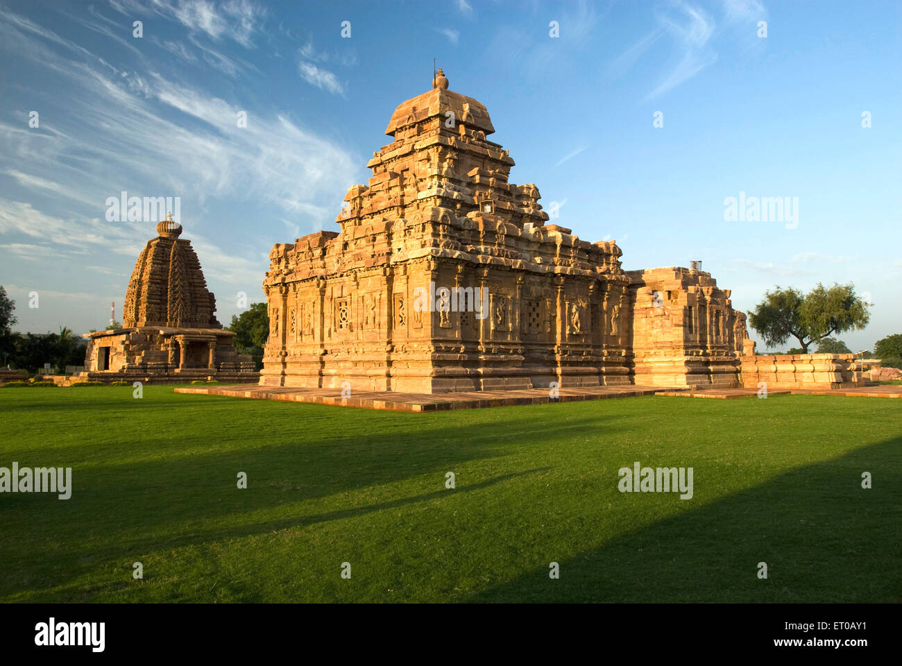 UNESCO-Weltkulturerbe; Galaganatha Tempel 750 n. Chr. und ältesten Tempel 720 n. Chr. Pattadakal Sangameshvara; Karnataka Stockfoto