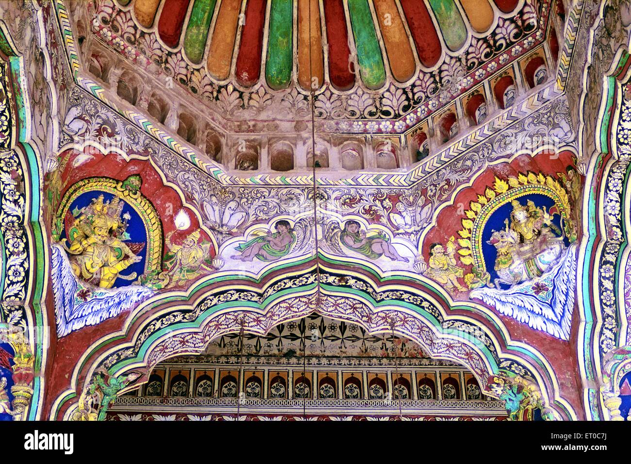 Detail in der Maratha Darbar Halle in Thanjavur Palast; Tamil Nadu; Indien Stockfoto