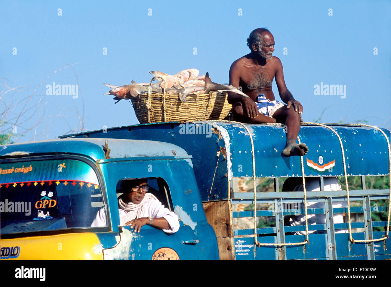 Fischer auf van am Ort; Tamil Nadu; Indien nicht Herr Stockfoto