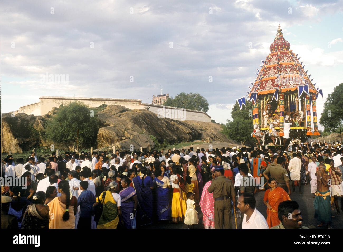 Chariot Festival, Karpada Vinayagar Ganesh Tempel, Pillaiyarpatti, Karaikudi; Chettinadu; Tamil Nadu; Indien, asien Stockfoto