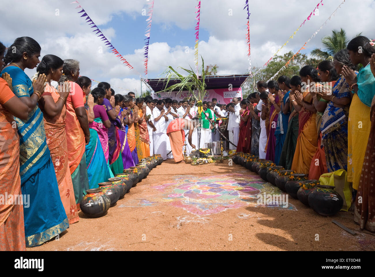 Pongal Festival, Kinathukkadavu, in der Nähe von Coimbatore, Tamil Nadu, Indien Stockfoto