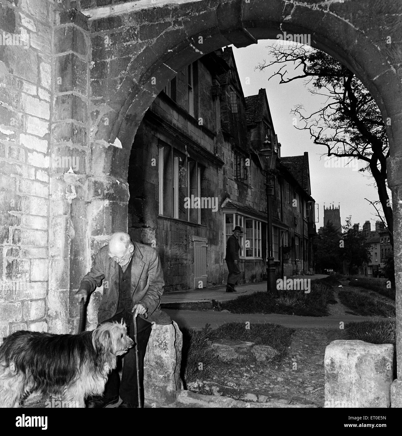 Markthalle in der High Street, Chipping Campden, Cotswolds, Gloucestershire. 11. Oktober 1952. Stockfoto