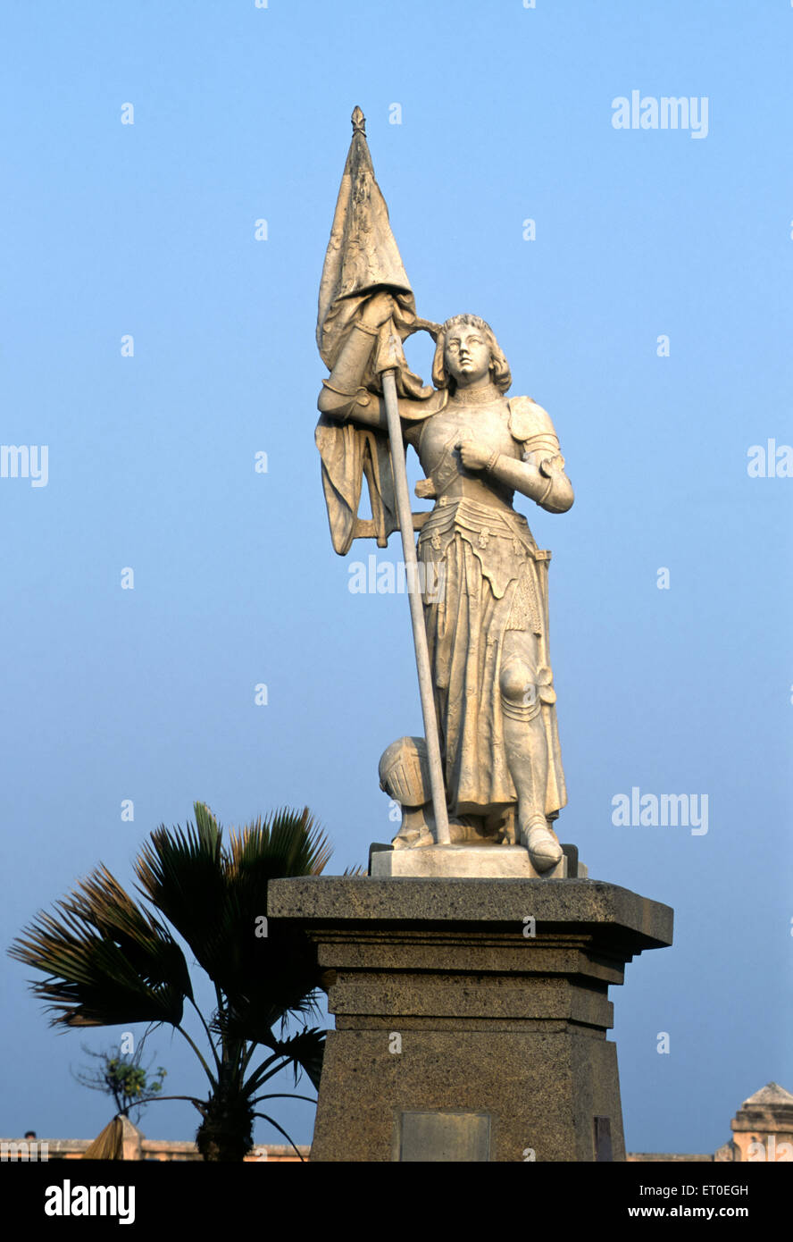 Statue von Jeanne d'Arc, Pondicherry, Puducherry, Tamil Nadu, Union Territory, UT, Indien, Asien Stockfoto