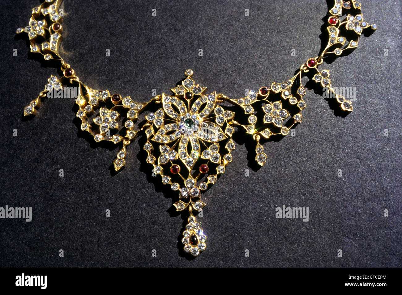 Diamanthalskette, Nattukotai Chettiar, Nagarathar, Chettinad, Chettinadu, Pudukottai, Sivaganga Bezirk, Tamil Nadu, Indien, Asien Stockfoto