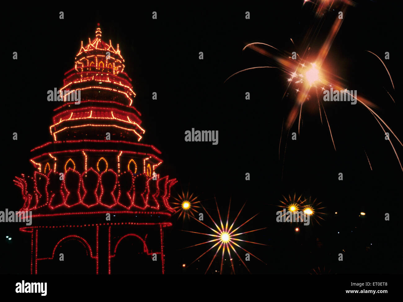 Illumination Pooram Festival in Thrissur Trichur Kerala Indien Asien Stockfoto