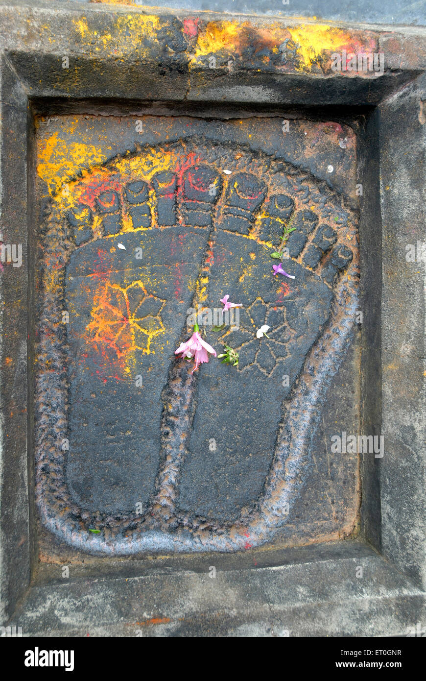 Fußabdruck von Lord Vishnu außerhalb Channakesava Vishnu Tempel; Belur; Distrikt Hassan; Karnataka; Indien Stockfoto