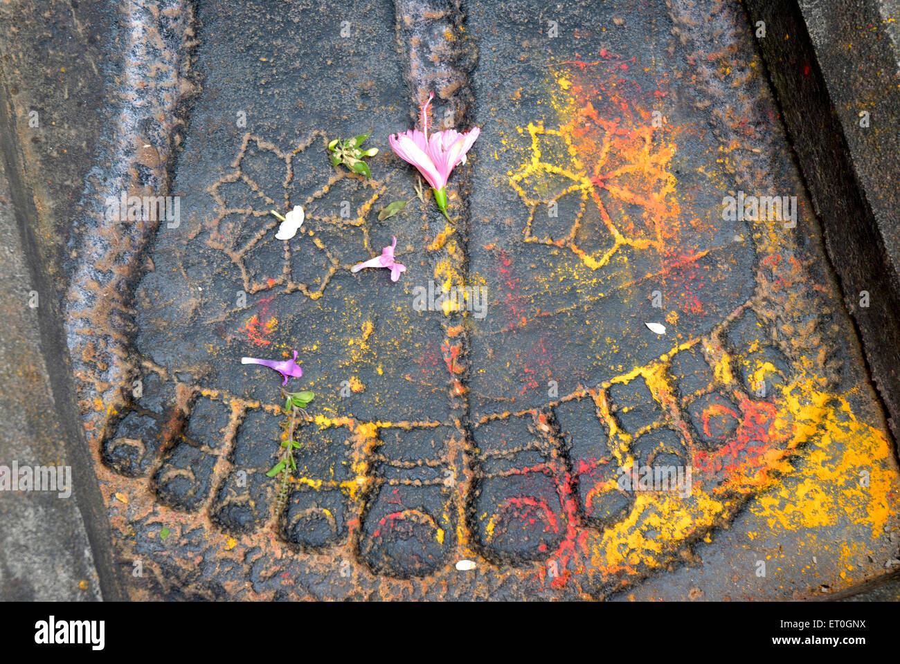 Fußabdruck von Herrn Vishnu bei Channakesava Vishnu Tempel; Chennakeshava, Keshava, Kesava, Vijayanarayana; Belur; Hassan; Karnataka; Indien; asien Stockfoto