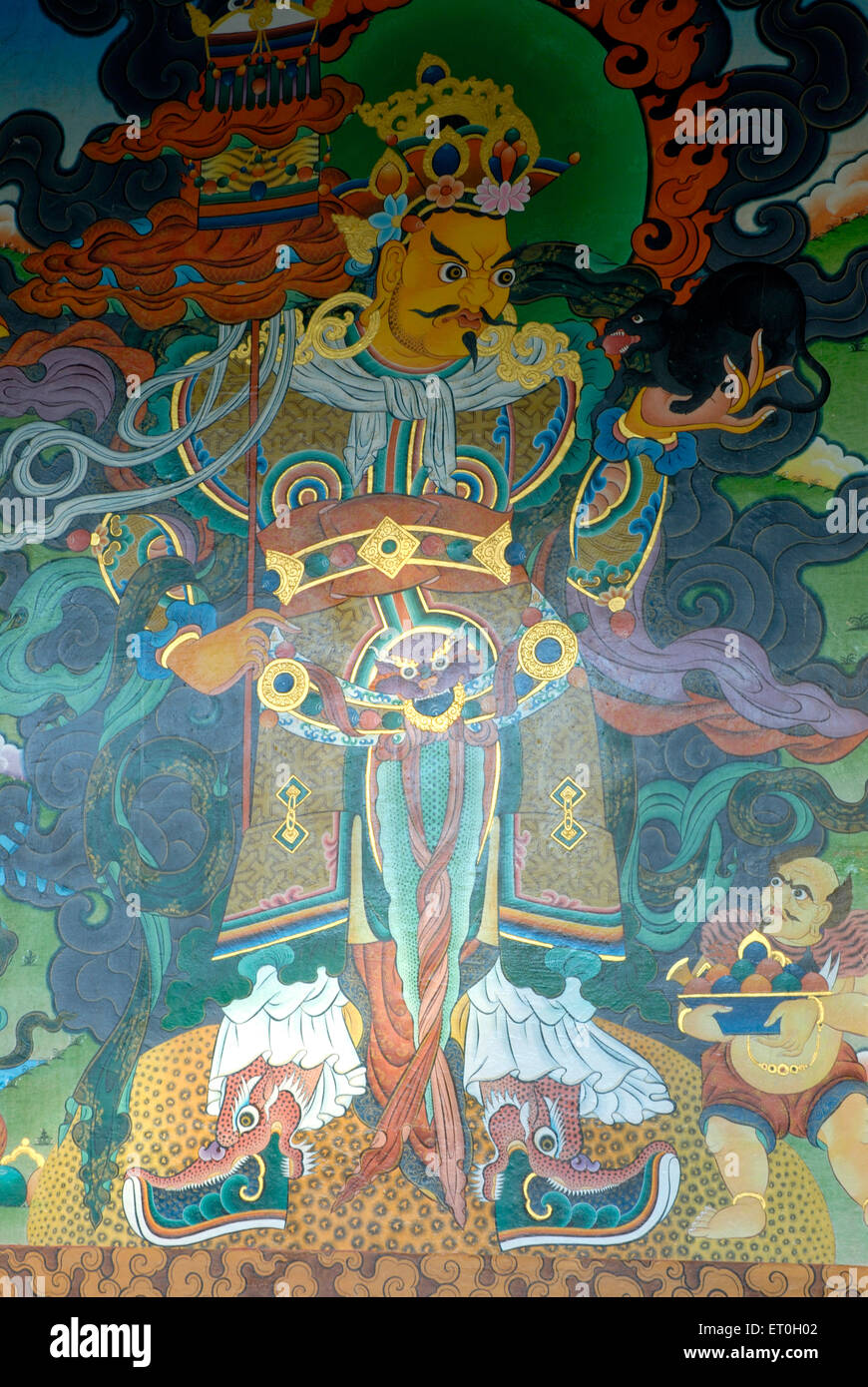 Fresco , Namdroling Kloster , Goldener Tempel , Namdroling Nyingmapa Kloster , Kushalnagar , Bylakuppe , Coorg , Karnataka , Indien , Asien Stockfoto
