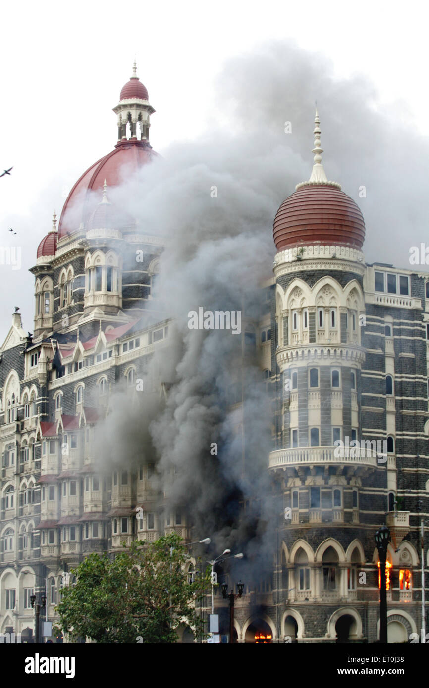 Taj Mahal Palace Hotel Brandrauch Terroranschlag Bombay Mumbai Maharashtra Indien 29. November 2008 Stockfoto