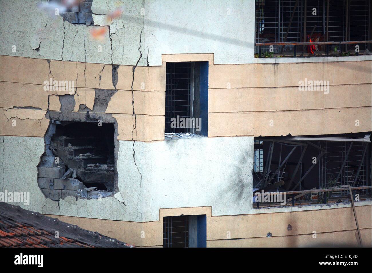 Schäden, die jüdisches Zentrum Nariman House während Terroranschläge in Colaba befindet sich im Süden Bombay Mumbai Stockfoto