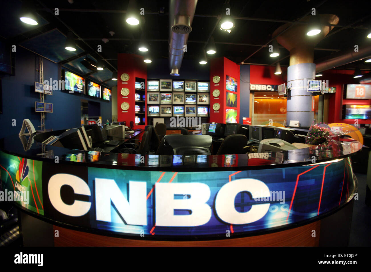 Leere Klemmen an der sonst beschäftigt Newsroom von Indiens Top-Business Channel CNBC in Bombay Mumbai; Maharashtra; Indien Stockfoto