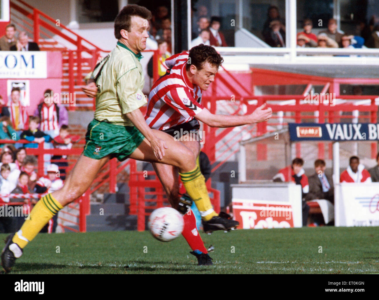 Sunderland 1-3 Bristol City, Ligaspiel im Roker Park, Samstag, 21. März 1992. Gordon Armstrong, Sunderland Stockfoto