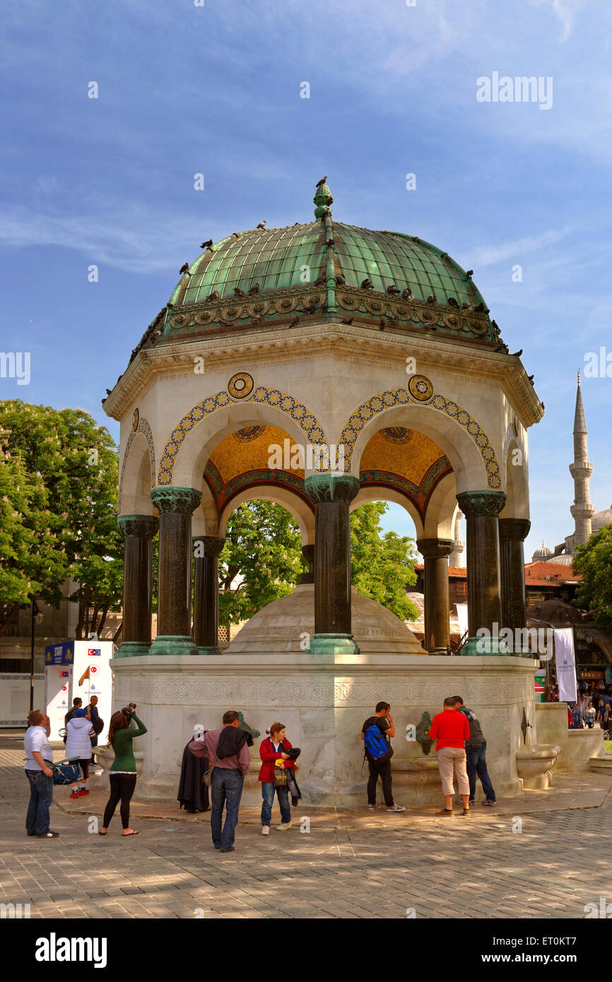 Der deutsche Brunnen, Sultanahmet-Platz, Istanbul, Türkei. Stockfoto
