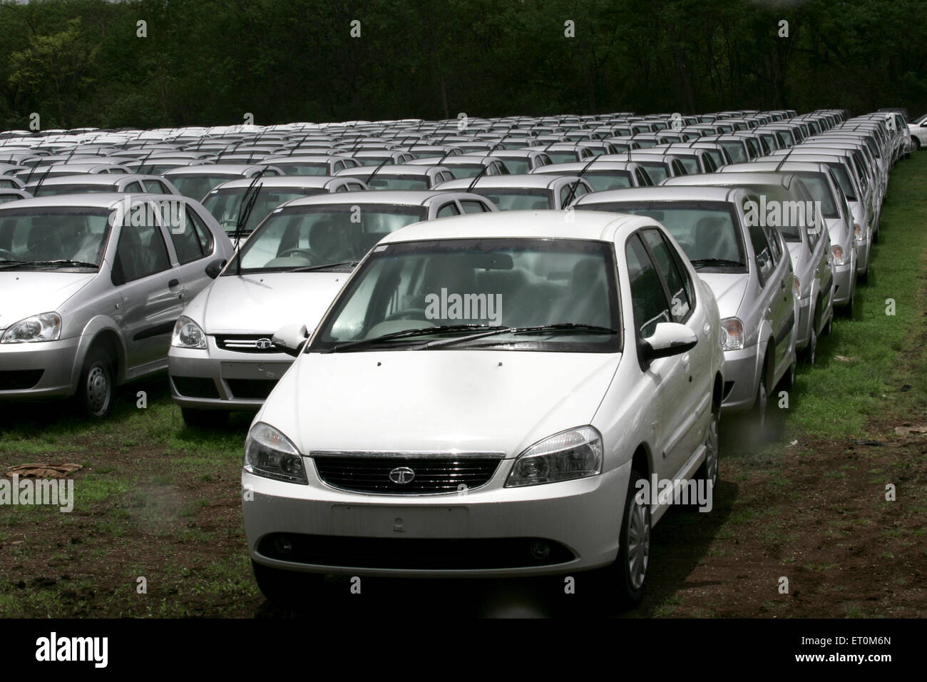 Tata Motors neuer Palette Nutzfahrzeuge Tata Indigo geparkt bei Tata Motors Pflanze; Pimpri in der Nähe von Pune; Maharashtra; Indien Stockfoto
