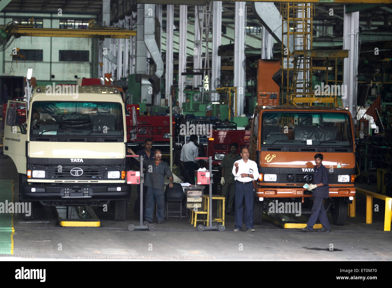 Tata Motors Matador Fahrwerk Werkstatt an Tata Motors Werk; Pimpri in der Nähe von Pune; Maharashtra; Indien Stockfoto