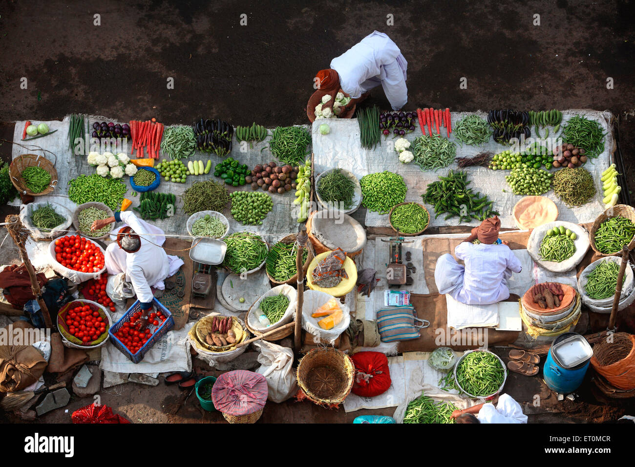 Gemüsehändler, Ahmedabad, Gujarat, Indien Stockfoto