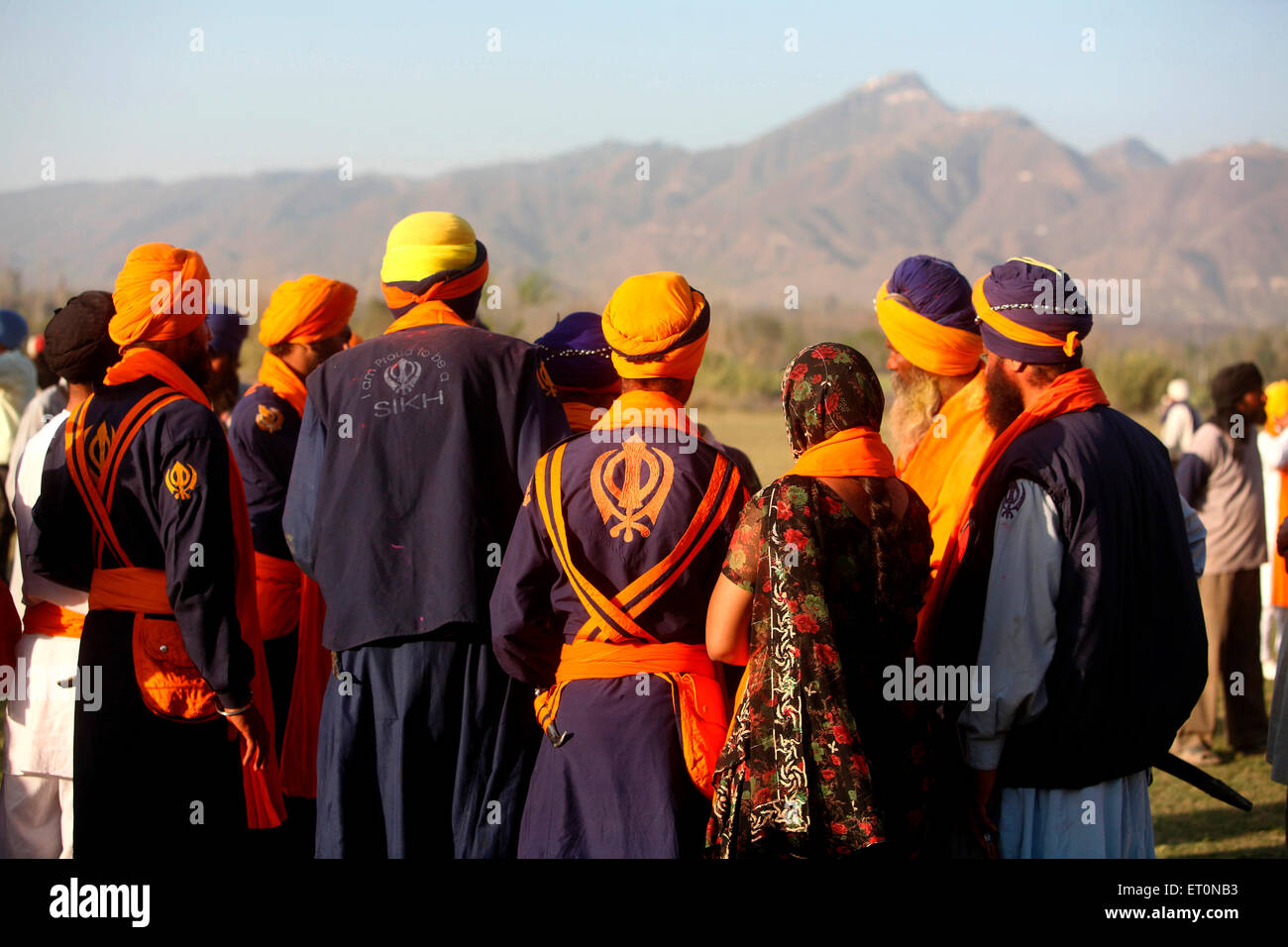 Nihangs oder Sikh Kriegern während der Hola Mohalla Feier bei Anandpur Sahib in Rupnagar Bezirk; Punjab; Indien Stockfoto