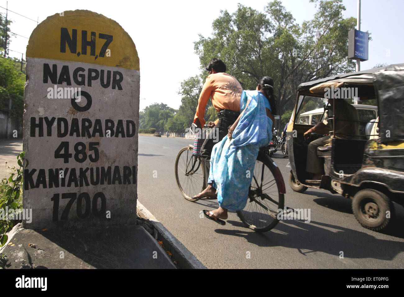 Zero Mile, Milestone, Nagpur, Maharashtra, Indien Stockfoto