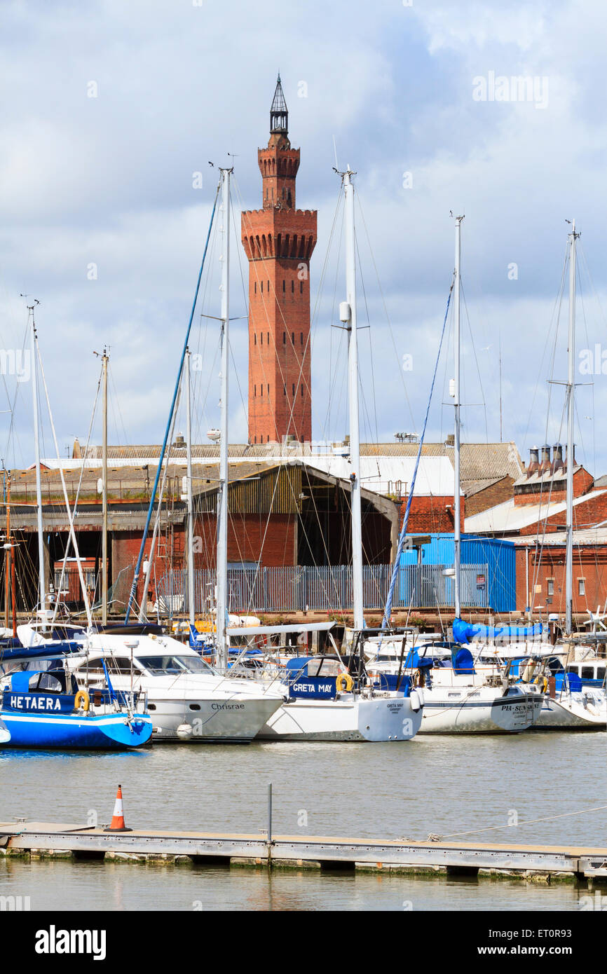 Venezianischer Turm, Grimsby Hafen und Marina Stockfoto