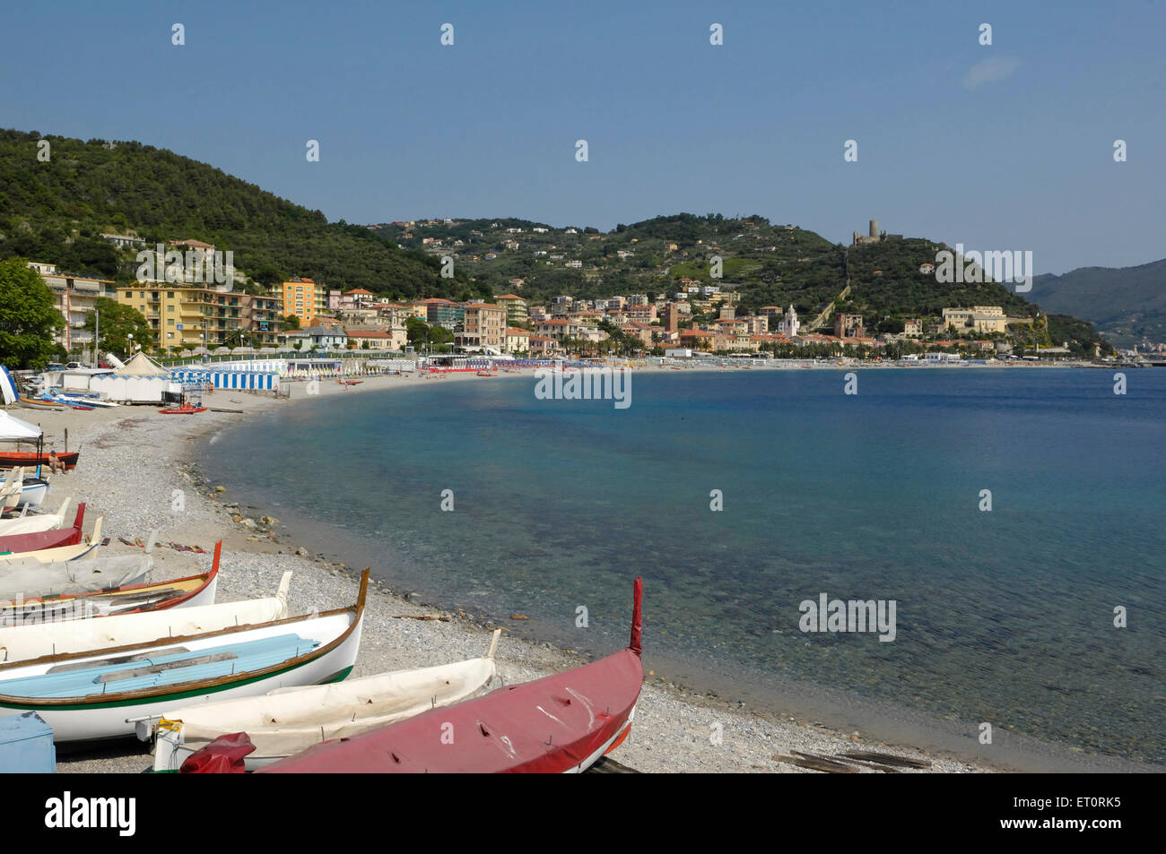 Meerblick von Noli Strand, Ligurien, Italien Stockfoto Meerblick von Noli Strand, Ligurien, Italien Stockfoto