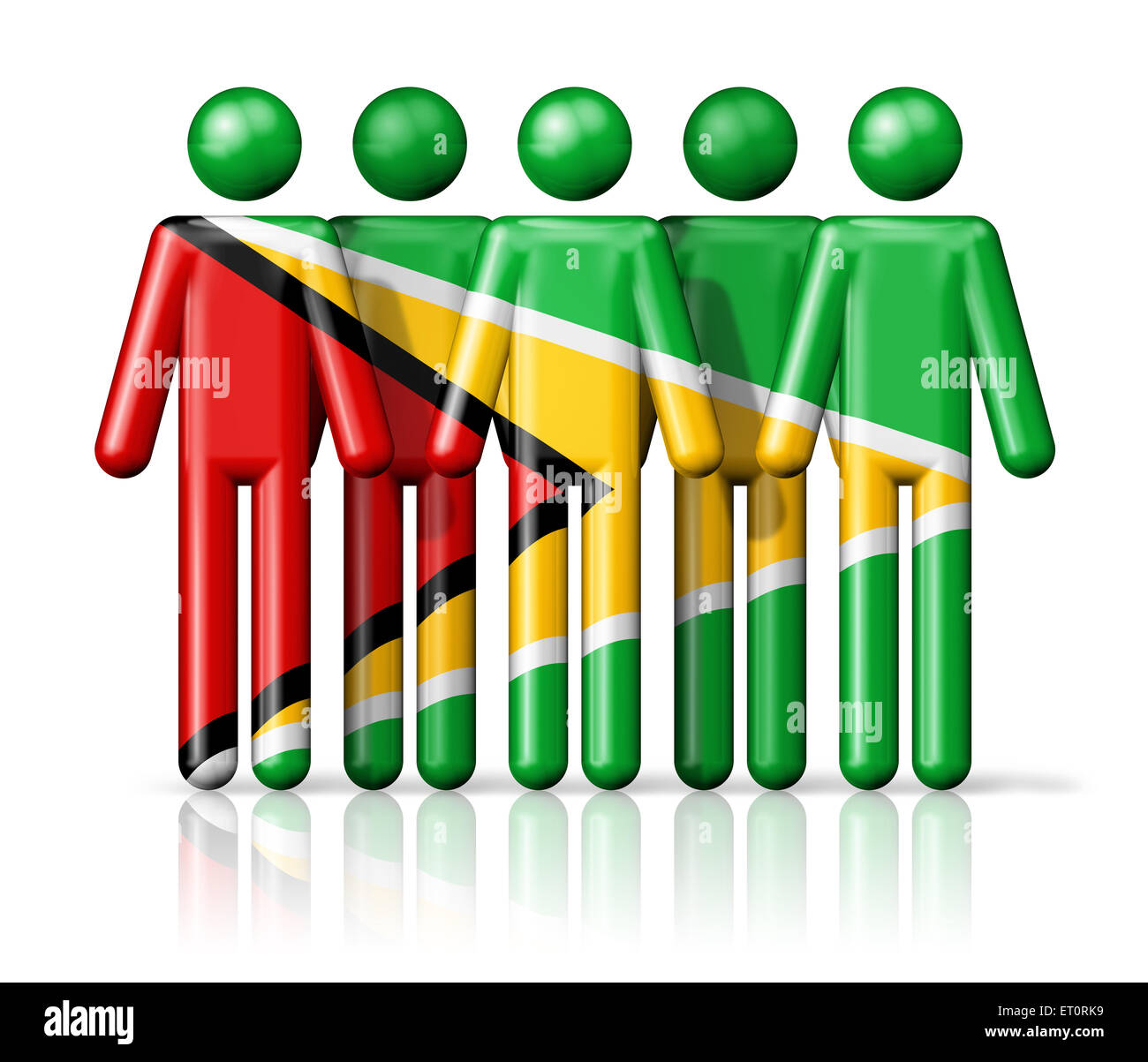 Flagge von Guyana auf Strichmännchen - nationalen und sozialen Gemeinschaft Symbol 3D-Symbol Stockfoto