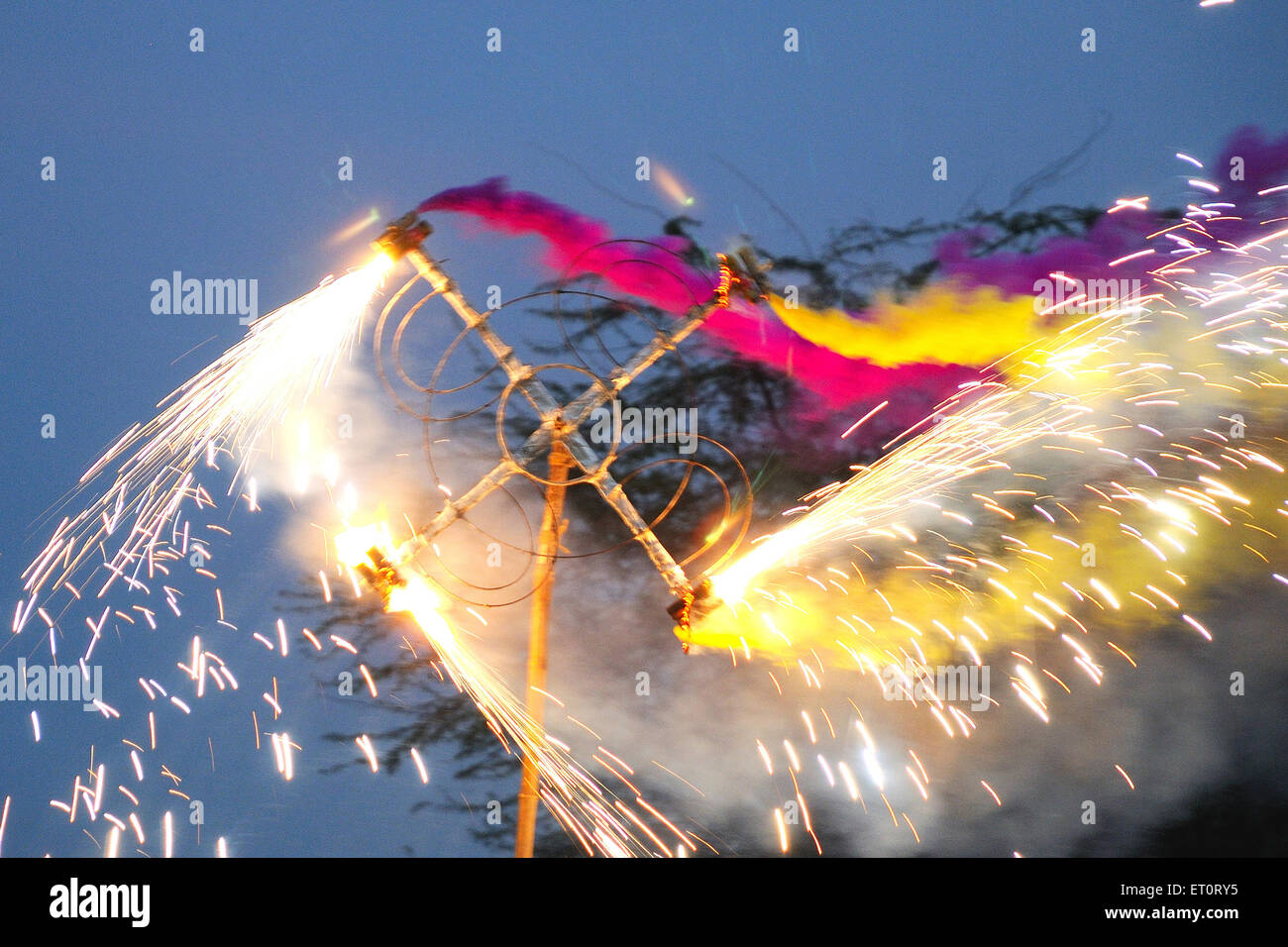 Feuerwerk, Diwali-Festival, Rajasthan, Indien Stockfoto