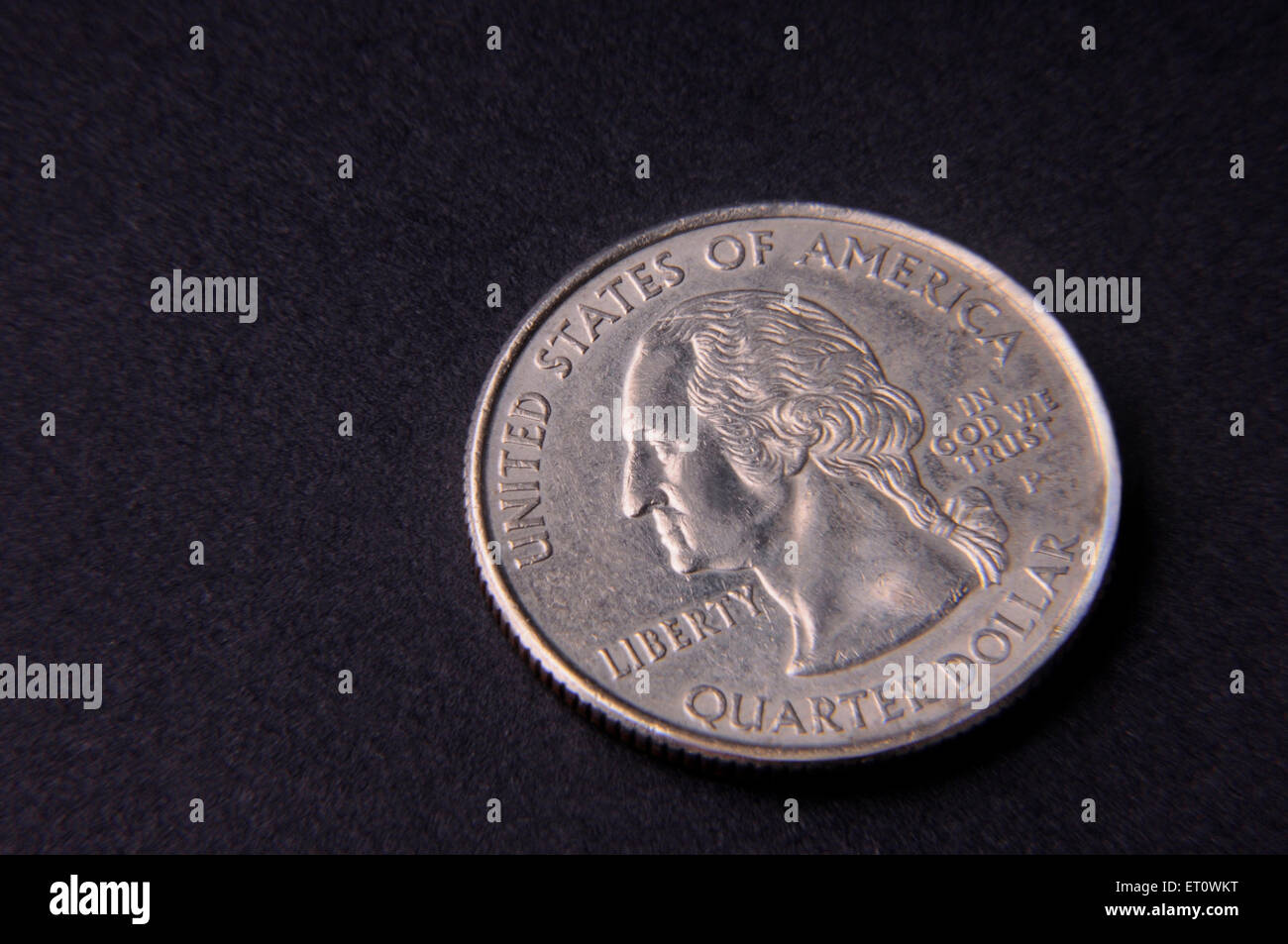 Konzept der amerikanischen Viertel-Dollar-Münzen Stockfoto