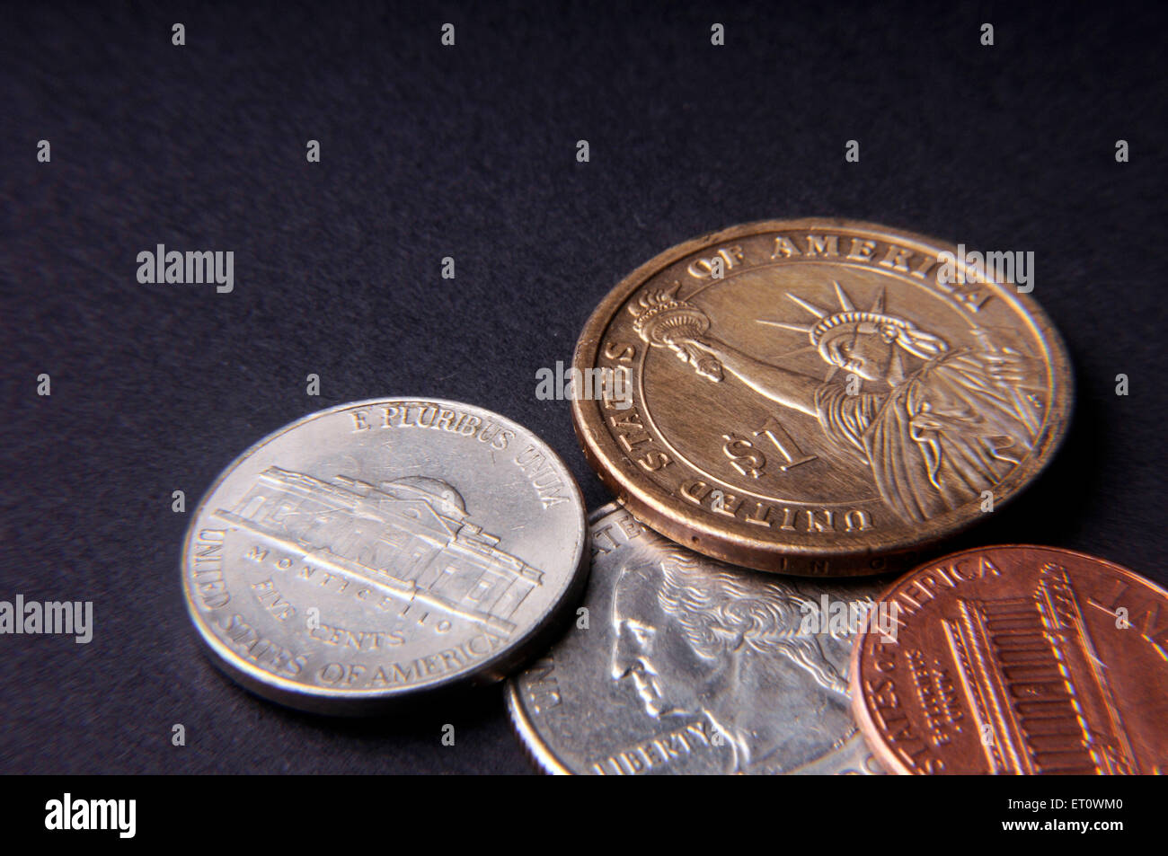 Konzept der amerikanischen Münzen Stockfoto