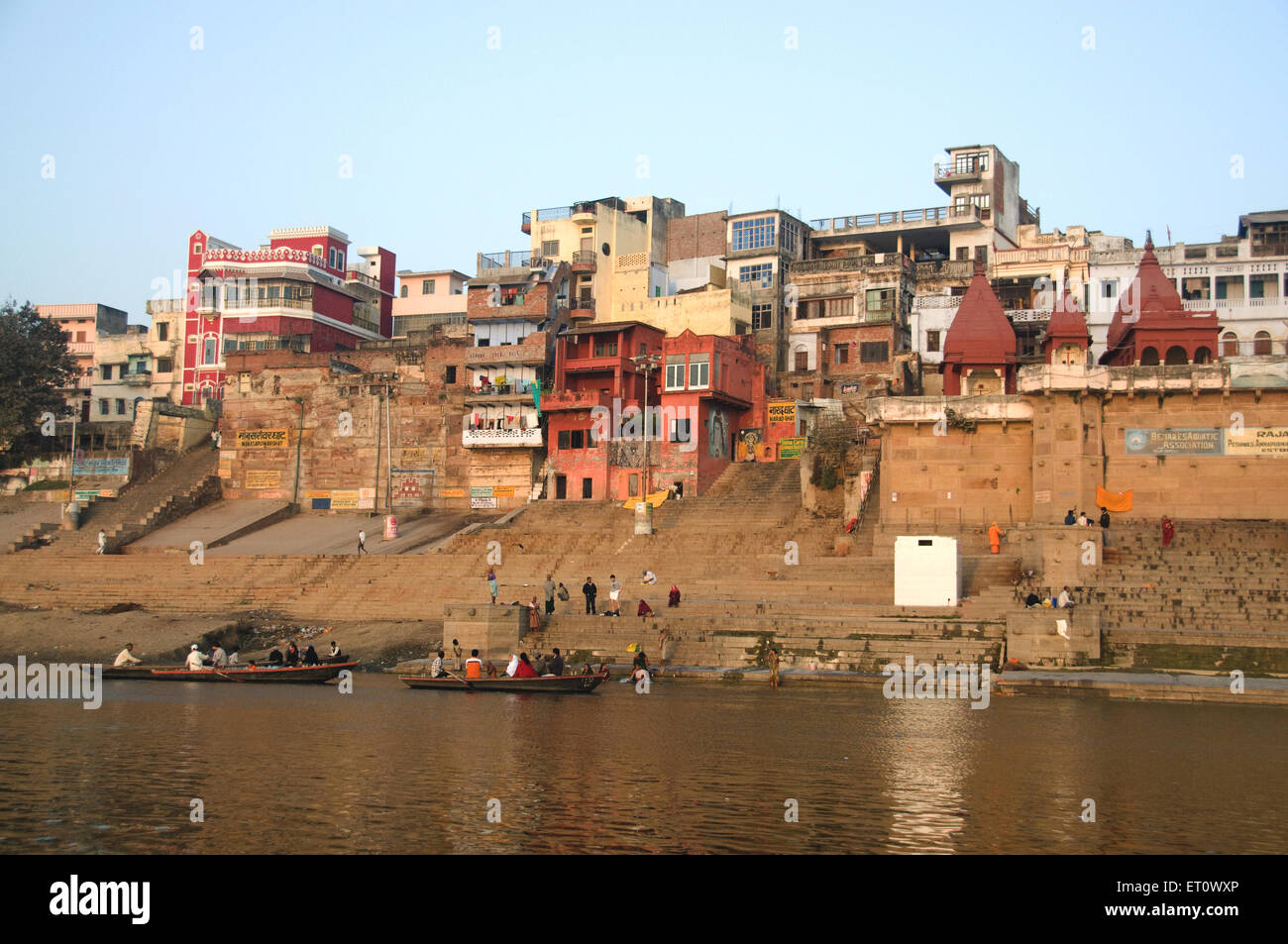 Mansarovar Ghat am Fluss Ganga Ganges; Uttar Pradesh; Indien Stockfoto