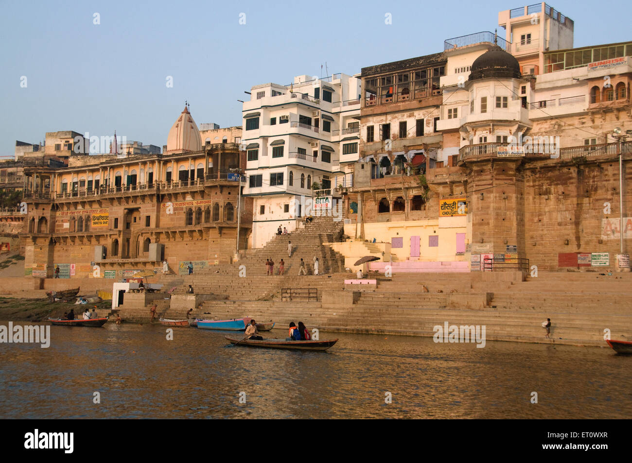 Chousatti Ghat am Fluss Ganga Ganges; Uttar Pradesh; Indien Stockfoto