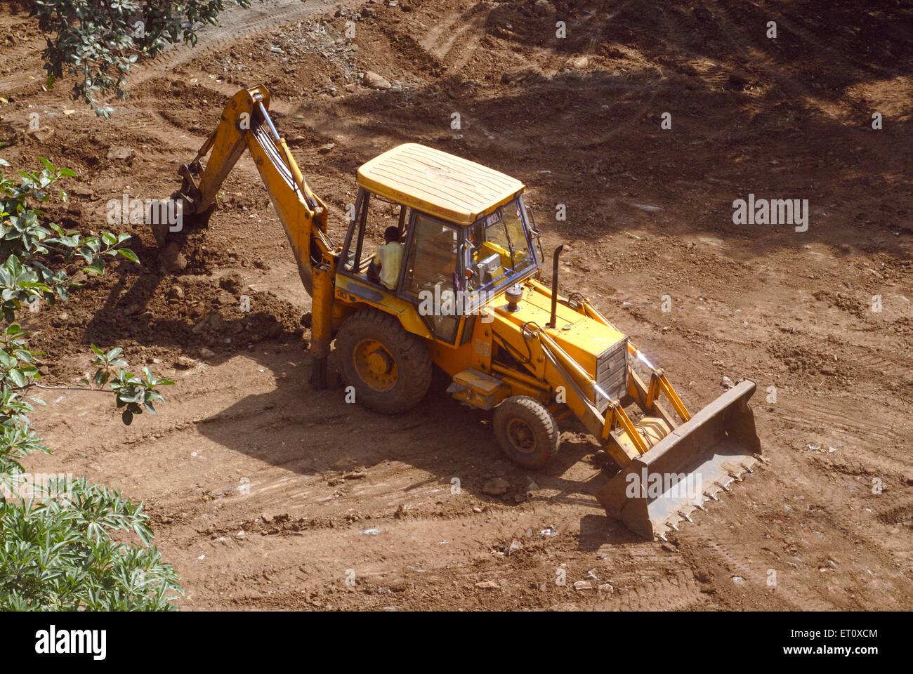Bagger Baggerlader schwere Maschine, Indien Stockfoto