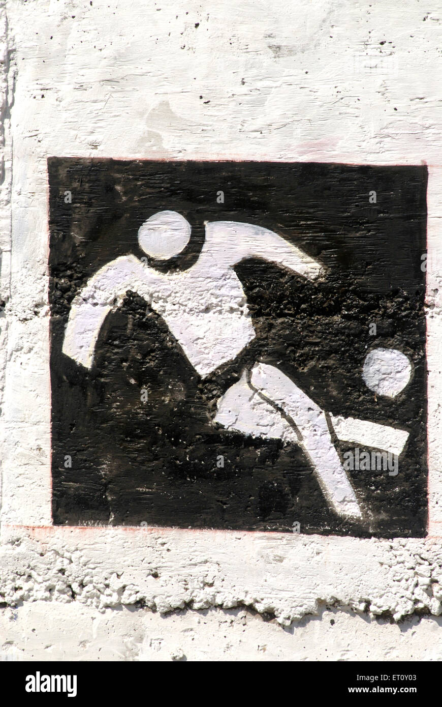 Fußballspieler das Piktogramm des Commonwealth Youth Game ist auf der Wand gemalt Indien Asien Piktogramm Piktogramm Piktogramm Piktogramm Piktogramm Piktogramm Piktogramm Piktogramm Stockfoto