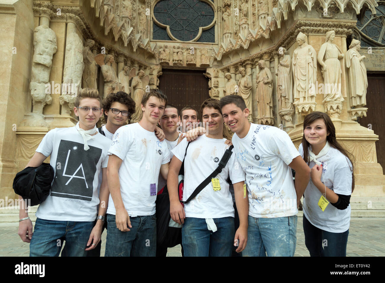 Reims, Frankreich, feiern Studierende die Erstsemester mit Journee de parrainage Stockfoto