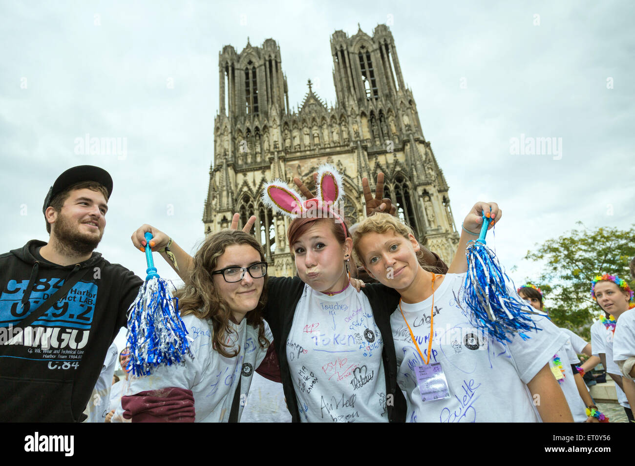 Reims, Frankreich, feiern Studierende die Erstsemester mit Journee de parrainage Stockfoto