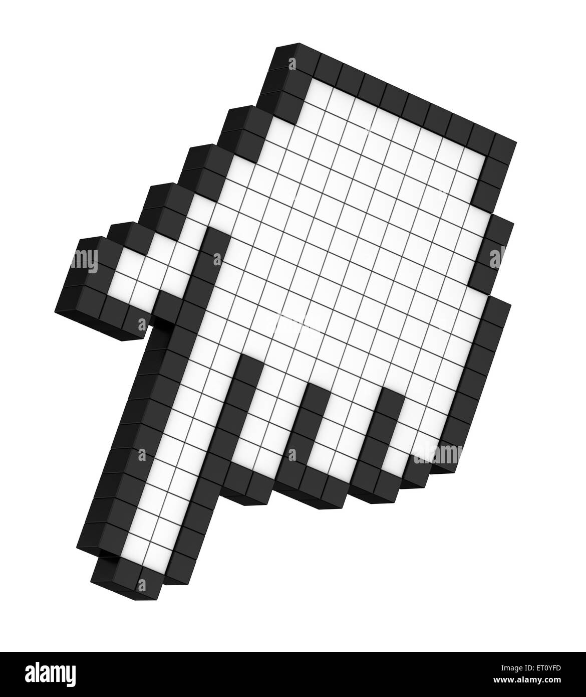 3D-Pixel Hand Pfeil, isoliert Stockfoto