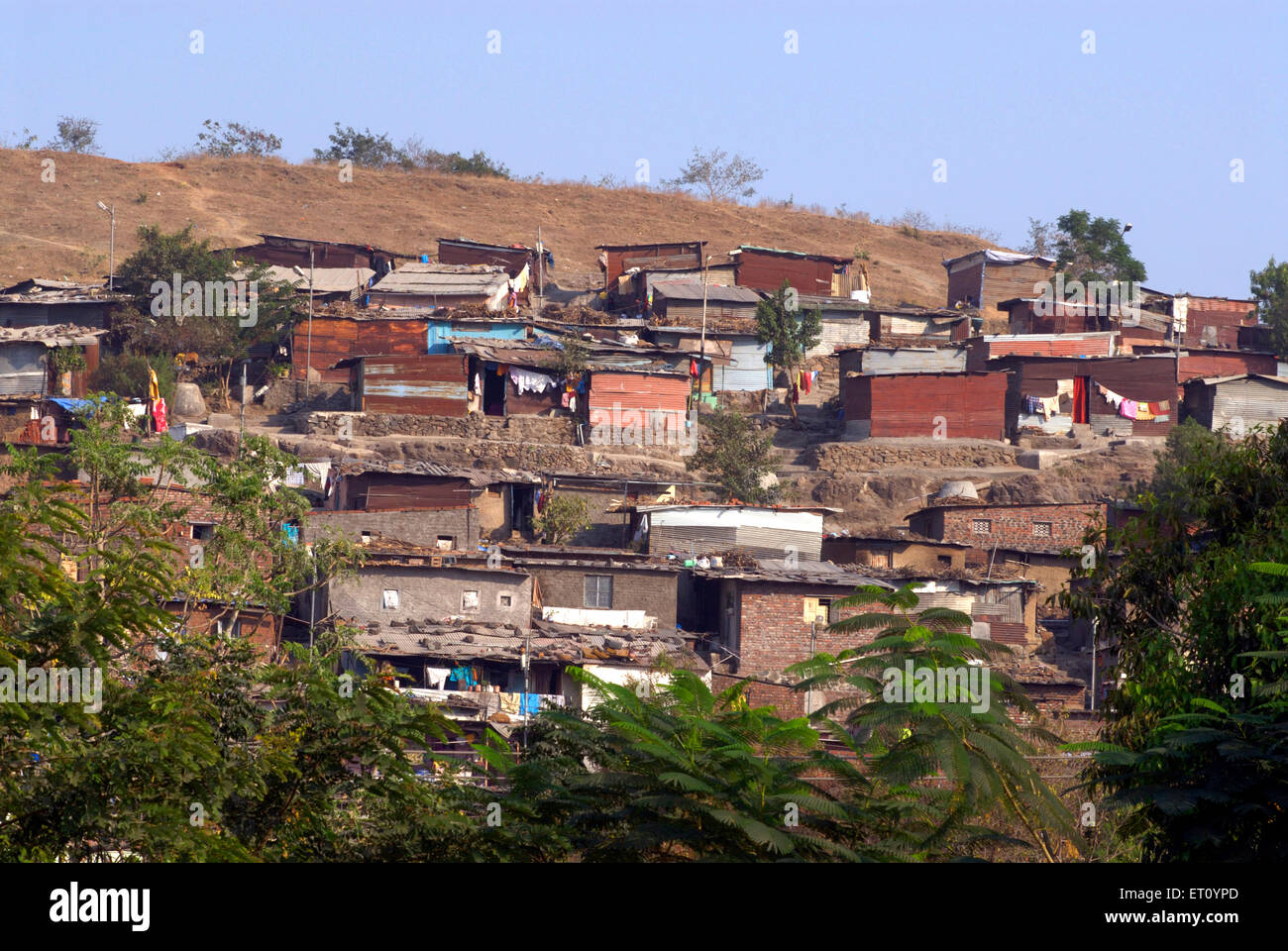 Slums, Parvati Hills, Pune, Maharashtra, Indien Stockfoto