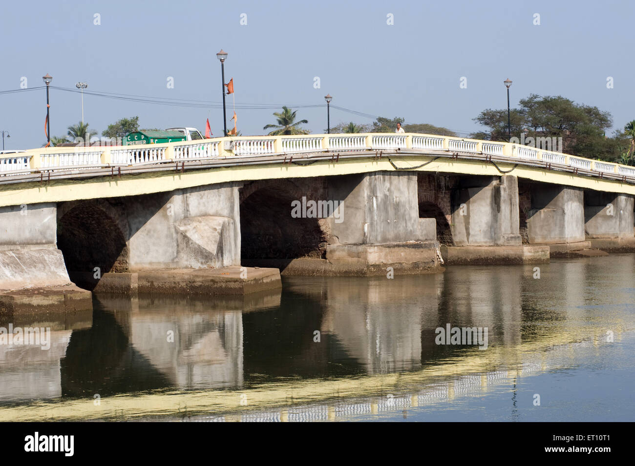 Old Patto Bridge River Mondovi Panjim Goa Indien Asien Stockfoto