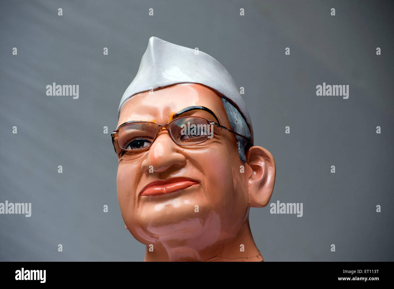 Kisan Baburao Hazare, Anna Hazare, indische Sozialaktivistin-Statue, Pune Maharashtra Indien Asien Stockfoto
