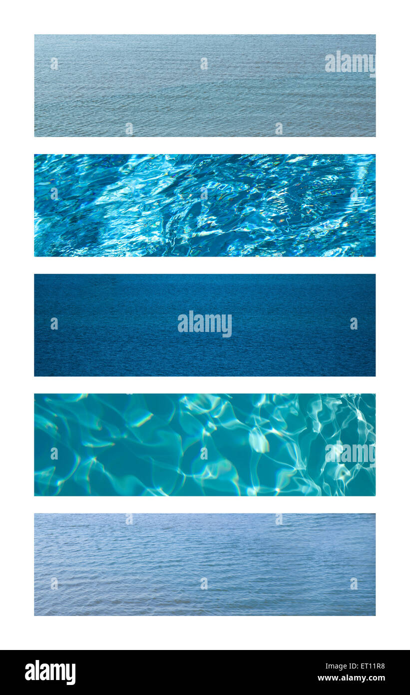 Wasser-Texturen und Hintergründen auf einer collage Stockfoto