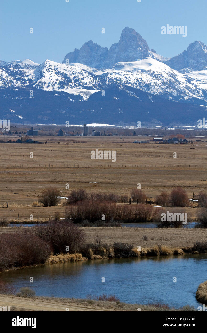 Blick auf den Westhang des Teton Bergkette in Wyoming, USA. Stockfoto