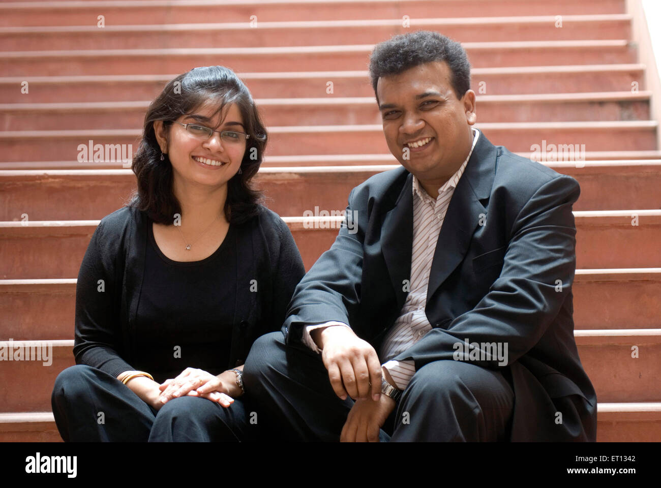 Studenten Chandrani Chakraborty und Abhishek Mitra an der Indian School of Business in Hyderabad; Andhra Pradesh; Telangana; Indien Stockfoto