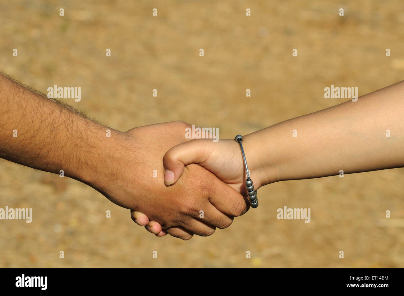 Männliche weibliche Handschlag Einheit Stärke Stockfoto